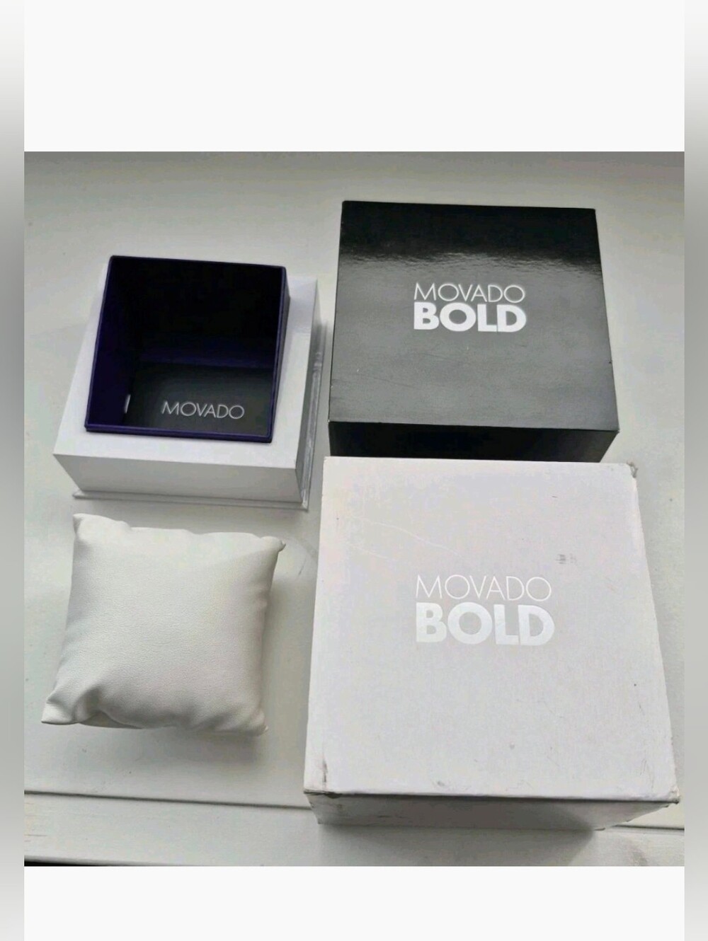 Movado Bold Packaging Set in Black, White - Presentation/Gift Box Watch Case